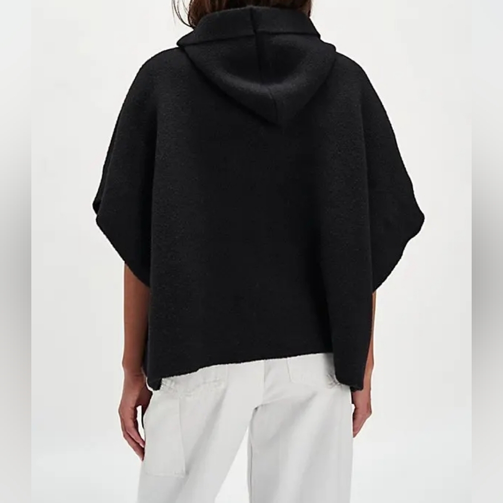 Free People Black Poncho with Wooden Accents One Size New Without Tags - Picture 2 of 11